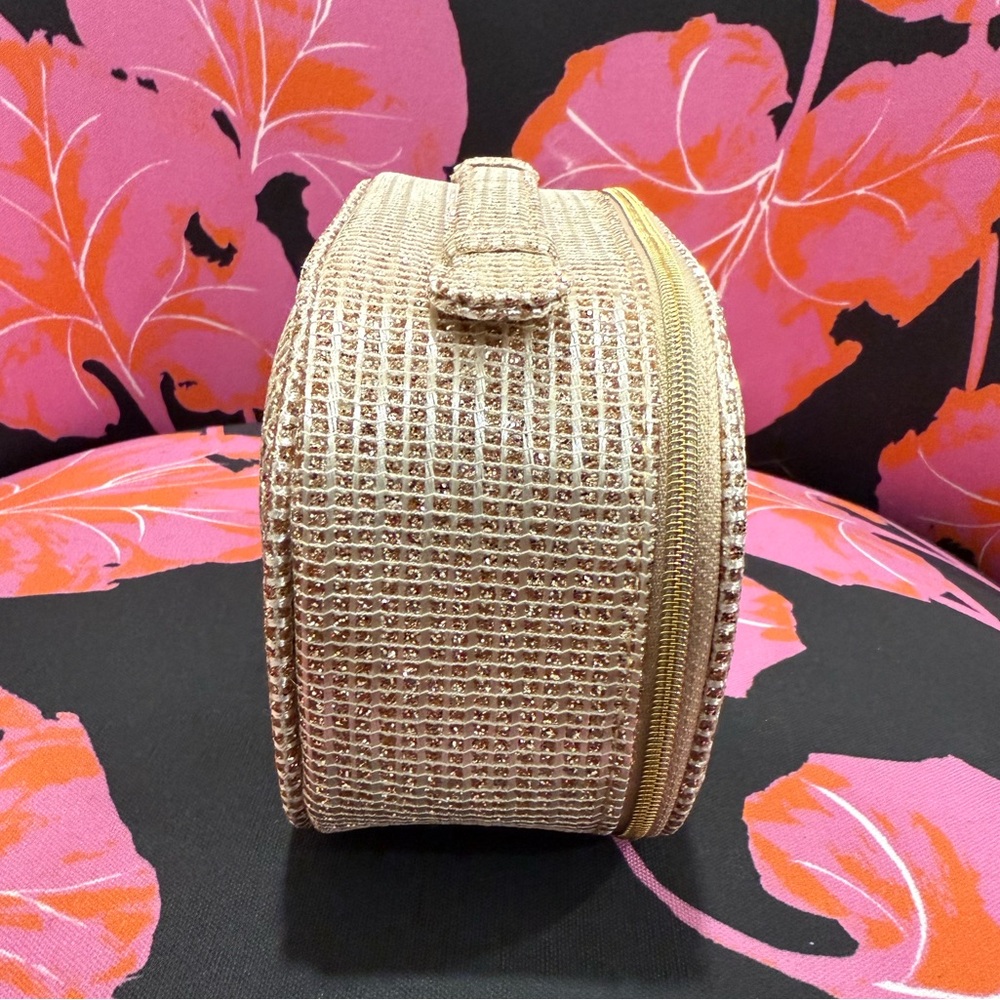 NEW Christian Dior Gold Woven Beauty Makeup Bag Pouch - Picture 5 of 9